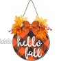Hello Fall Hanging Wood Sign Thanksgiving Day Front Door Sign 11.8 x 11.8 Inch Hello Fall Wreath Porch Sign with Bow Hanging Rustic Plaid Wall Decor for Thanksgiving Day Autumn Party Home Decor