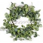 HomeKaren Eucalyptus Wreaths for Front Door 20 Welcome Wreath with Silk Green Leaves for Summer Spring Door Wreath for All Seasons