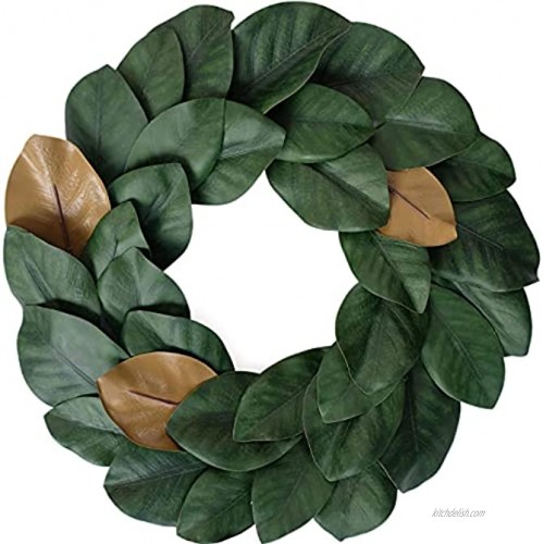 Idyllic Flora Wreath Artificial Magnolia Leaf Grapevine Wreath 17 Inches for Wedding Wall Decoration