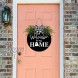 Interchangeable Seasonal Welcome Wooden Sign Rustic Home Round Sign Front Door Decor Farmhouse 12 Inches with 12pcs Decorations for Fall Halloween Christmas Thanksgiving GiftsBlack