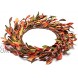 LOHASBEE Artificial Wreath 20 Fake Orange Leaves Fall Wreath for Autumn & Halloween & Thanksgiving Day Home Front Door Hanging Wall Decor