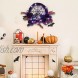 NEROSUN Halloween Wreath for Front Door Decor 20 LED Light Up Halloween Decorations with Artificial Rose and Ball Purple Lights for Outside Decor