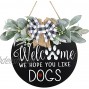 Nucookery 12 Welcome Wreath Sign for Farmhouse Front Porch Decor We Hope You Like Dogs Farmhouse Door Home Decoration for Outdoor Door Hanging with Premium Greenery Gift for Home Decoration Dogs