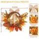 Rocinha Fall Wreath for Front Door Decor 20 inch Autumn Harvest Door Wreath with Bow Daisy Maple Leaves Large Floral Wreath for Indoor Outdoor Fall Thanksgiving Halloween Decoration
