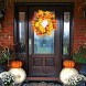 Twinkle Star 17 Fall Wreath with Metal Hanger Pre-lit Lights Autumn Harvest Wreath Multicolor Artificial Maple Leaves Pumpkin Pine Cone and Berries for Front Door Wall & Thanksgiving Decorations