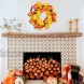 Twinkle Star 17 Fall Wreath with Metal Hanger Pre-lit Lights Autumn Harvest Wreath Multicolor Artificial Maple Leaves Pumpkin Pine Cone and Berries for Front Door Wall & Thanksgiving Decorations