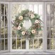 Valery Madelyn 24 inch Fall Wreath for Front Door with White Pumpkins Artificial Wreath with Berries Succulents Flocked Lambs Ear Leaf for Autumn Indoor Outdoor Window Wall Thanksgiving Home Decor