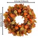 WANNA-CUL 24 inch Fall Wreath for Front Door with Pumpkin Pine Cone,Berries Maple Leaves Harvest Door Wreath for Autumn or Thanksgiving Decorations