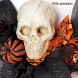 XAMSHOR Artificial Halloween Wreath Skull Wreath with Rose Pumpkin and Ribbon 15 Inches Grapevine Wreath for Front Door Window Wall Halloween Decoration