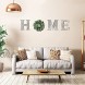YoleShy Wooden Home Sign with Artificial Eucalyptus Wreath for O 9.8'' Home Letters with Wreath for Wall Hanging Decor Rustic Wall Letters Decor for Living Room Entry Way Kitchen Etc White
