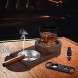 Cigar Ashtrays for Men Luxury Whiskey Glass Tray with Cigar Holder Cigar Ash Tray Gift Set Black Cigar Cutter with V Cutter Set Cigar Punch Cutter Accessories Decor for Home Office or Bar