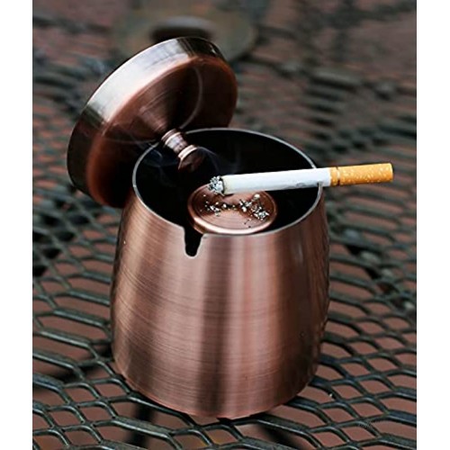 Cigarette&Cigar Smokers Waterproof Windproof Indoor Outdoor Ashtray with Lid-Large Heavy Weighted Stainless Steel Tobacco Ash Tray for Outside Patio-Wind Safe Covered Ashtrays for Cigarettes or Cigars