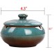 Hoobar Ceramic Ashtray with Lid Round Cigar Ashtray with Water Tank for Home & Office Ash Holder Great Gift for Smokers Blue