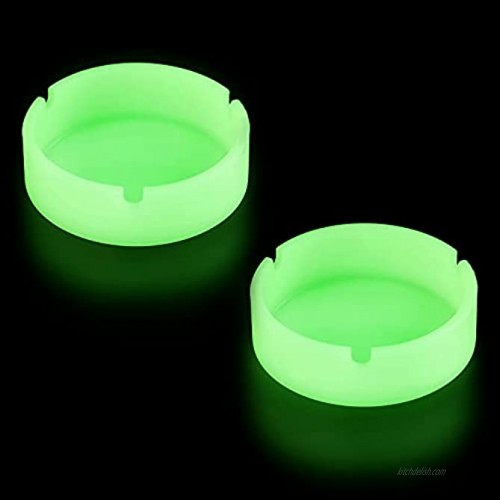 Malenoo Silicone Ashtray for Weed Smokers Ash Tray for Cigarettes Outdoor Cool Cute High Temperature Rubber Ash Tray Novelty Fun Pretty Smoking Ashtray Glow in The Dark Medium Size Pack of 2