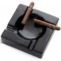 Mantello Cigars Cigar Ashtray Large Premium Black Ceramic Ashtray for Indoor Outdoor Patio Home Office Use – Cigar Accessories Gift Set
