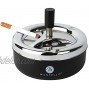 Mantello Round Push Down Cigarette Ashtray with Spinning Tray Large Black