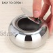 Stainless Steel Cigarette Ashtray with Lid maxin Cigarette Ashtray Smoking Ash Holder Desktop Smoking Ash Tray for Home office Decoration- Silver
