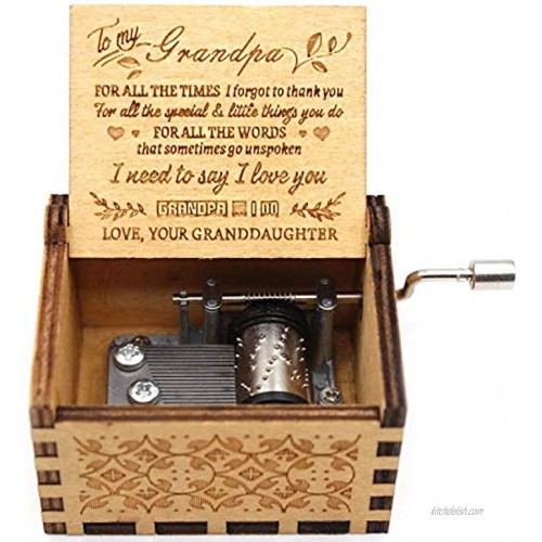 Buildinest You are My Sunshine Music Box Laser Engraved Music Box Gifts from Granddaughter to Grandpa