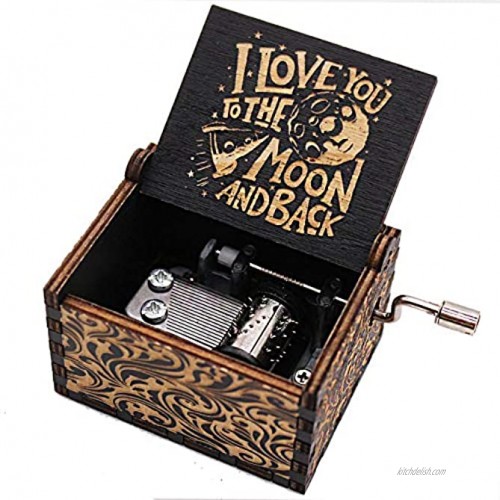 Doreen's Boutique You are My Sunshine Music Box – I Love You to The Moon and Back Gifts for Love Ones Kids Valentine’s Day – 1 SetMoon-BLK