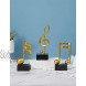 HAUCOZE 3pcs Music Decor Sculpture Music Note Figurine Piano Gifts Statue for Home Birthday Arts Polyresin Gold 19cmH