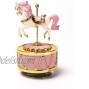 HoneyGifts Luxury Carousel Music Box Happy Pony Design for Kids Pink & Gold
