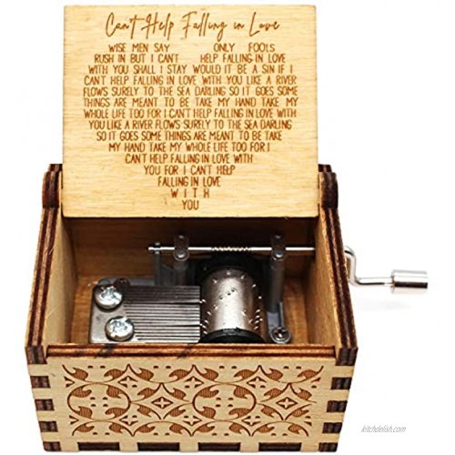 Lastsummer Wooden Music Box – Can’t Help Falling in Love Gift for Lover Love one Boyfriend Girlfriend Wife Husband – 1 Set（01）