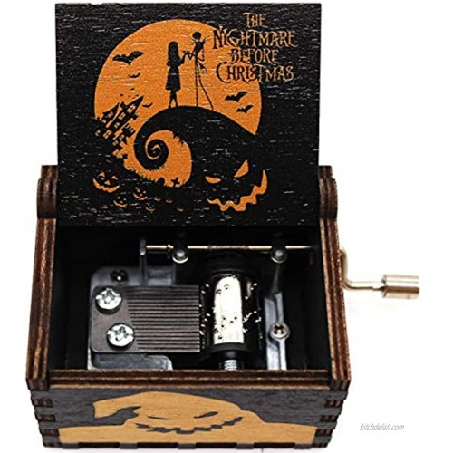 Lastsummer Wooden Music Box – The Nightmare Before for Christmas Halloween Birthday Anniversary New Year Kids Woman – 1 Set（yjh2）