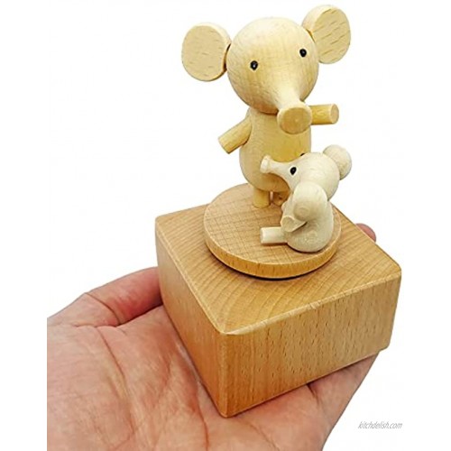 LILYXIN Cute Little Elephant Mini Music Box Cartoons Animals Wooden Mechanical Music Box The Music Box Gift That Sings Castle in The Sky Best Gift for Boy Girl Kids Singing Music Gift Box