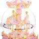 Mr.Winder Carousel Horse Snow Globe Gift Rotating Music Box Birthday Anniversary for Wife Daughter Girl Girlfriend Husband Clockwork Musical 8-Horse Color Light Snowglobes Castle in The Sky