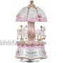 Music Box Carousel Color Change LED Luminous Light 3-Horse Rotating Windup Musical Gift Melody Castle in The Sky Artware Birthday Valentine Gift for Girls Baby Kids Daughter with LED