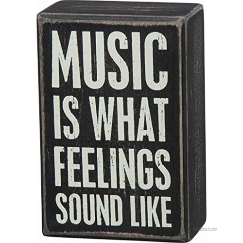 Primitives by Kathy Box Sign-Music is 3x4.5 inches Black White