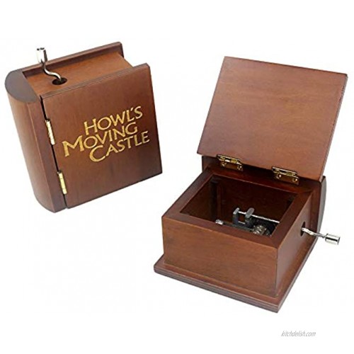 ROSIKING Wooden Book Music Box Hand Crank Classic Antique Carved Wood Musical Boxes Best Gift for Birthday for Kids Children Christmas Tune;Howl's Moving Castle-Merry Go Round of Life