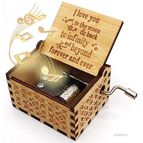 ukebobo Wooden Music Box – I Love You to The Moon and Back Music Box Gifts for Daughter Gifts for Son Gifts for Love Ones 1 Set