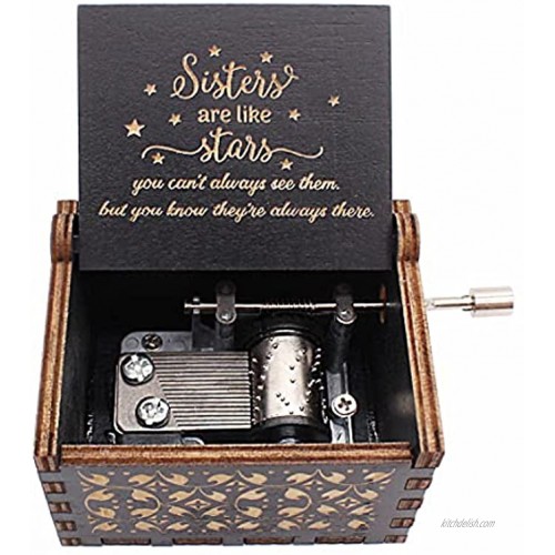 You are My Sunshine Music Box Laser Engraved Music Box Gifts to Sister Sibling Blk