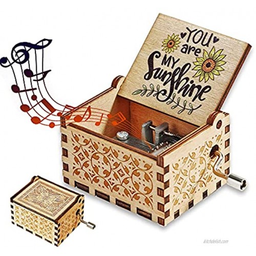 You are My Sunshine Music Box Small Cute Hand Crank Wooden Music Box Birthday Christmas Anniversary Valentines Day for Her Lover Girlfriend Daughter Mom You are My Sunshine Mini