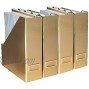 BLU MONACO Foldable Gold Magazine File Holder with Gold Label Holder Set of 4 Cardboard Magazine Holder Boxes Gold Desk Accessories