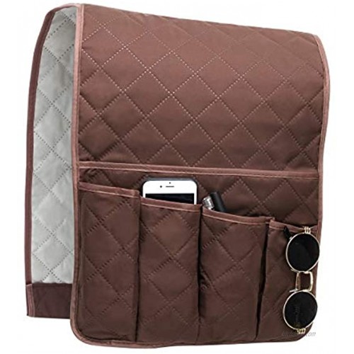 Coitak Sofa Armrest Organizer Couch Arm Chair Caddy with 5 Pockets for Magazine Books TV Remote Control Cell PhoneChocolate
