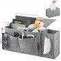 FOREGOER Bedside Caddy Felt Bed Caddy Hold Up to 20 Lbs with 8 Pockets 5MM Thick Felt Four Easy Ways of Installation Perfect for Sofa Dorm Bed Bunk BedGrey