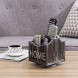 MyGift 5-Compartment Home 360-Degree Rotating Torched Wood Remote Control Holder Caddy
