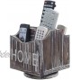 MyGift 5-Compartment Home 360-Degree Rotating Torched Wood Remote Control Holder Caddy