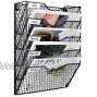 PAG 5-Tier Hanging File Holder Organizer Metal Chicken Wire Wall Mounted Mail Sorter for Office Black