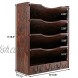 PAG 5-Tier Wall File Holder Hanging Mail Organizer Wood Magazine Literature Rack with 6 Hooks Brown