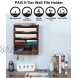 PAG 5-Tier Wall File Holder Hanging Mail Organizer Wood Magazine Literature Rack with 6 Hooks Brown