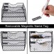 PAG Wall File Holder Hanging Mail Organizer Metal Chicken Wire Wall Mount Magazine Rack 3-Tier Black
