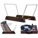 Sangle SopffyVinyl Record Storage Holder Store and Hold up to 60 Albums Display Stand Solid Wood Base with Hight Grade Aluminum Showcase 60+ of Your Beloved LPs 【Brown】 Brown