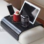 VARLIKIYAZ Sofa Arm Table Tray Couch Cup Holder with Phone ipad Stand Adjustable Table for 7.0'' wide and wider Armrest Portable Couch Armrest Tray to Drinks Snacks Black Foldable Organizer