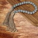 2 Pcs Wood Beads Garland Tassel 23 Inch Gray Tiered Tray Decor Farmhouse Rustic Beads with Jute Rope Plaid Tassel Natural Boho Rustic Wooden Pray Beads for Home Décor Wall Hanging Decoration