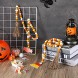 2 Pieces Halloween Wood Bead Garland Wooden Prayer Beads Garland Boho Bead Wall Hanging Decor with Candy Pendant and Tassel Halloween Fall Tiered Tray Bead Decoration White Yellow Orange