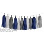 3 Pack 15 Pcs 14 inch Mixed White Navy Blue Grey Tissue Paper Tassels Wedding Baby Shower Birthday Party Hanging Decoration