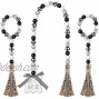 3 Pieces Wood Bead Garland with Tassels Farmhouse Rustic Wooden Beads Garland Farmhouse Country Tiered Tray Decorations Farmhouse Wall Hanging Decor Holiday Decorations